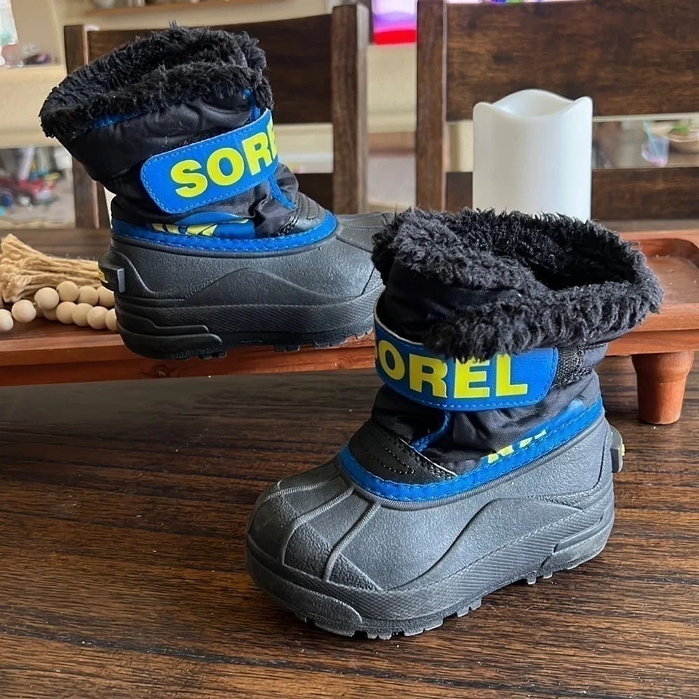 Sorel toddler winter boot Snow Commander black/super blue | size 8